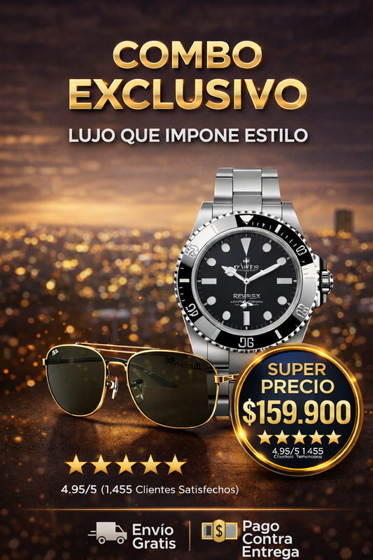 👑 Combo Dominio Total Rolex Submariner ⏱️ + Gafas Ray-Ban RB 3688 🕶️